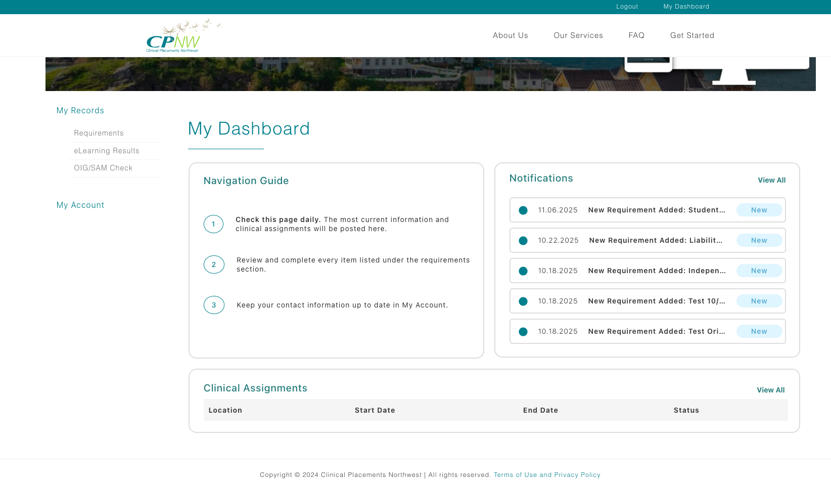 CPNW student dashboard