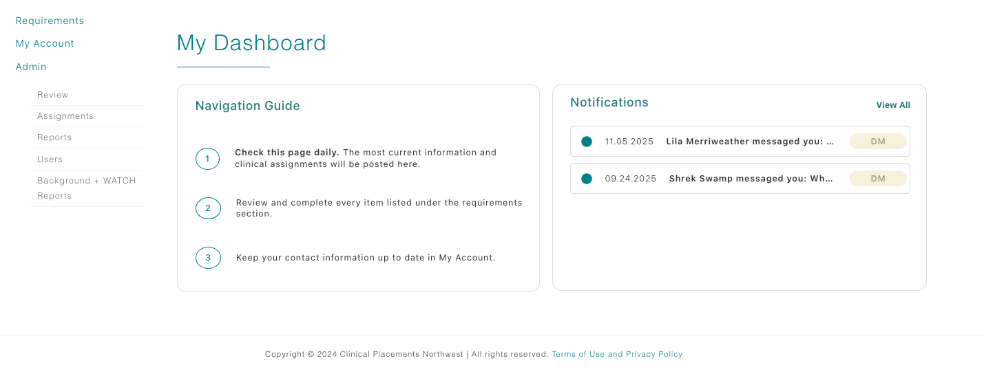 Educational Coordinator dashboard overview