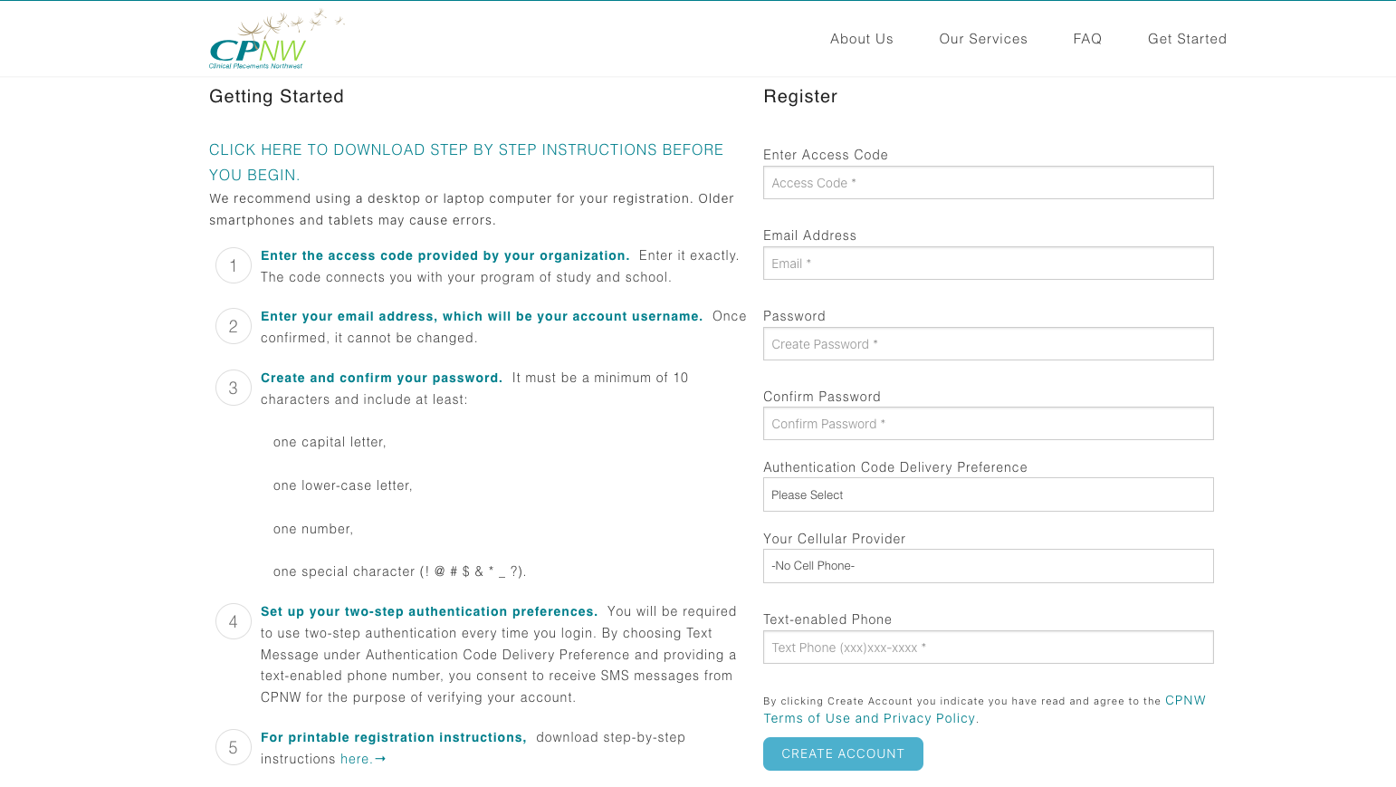 CPNW registration form