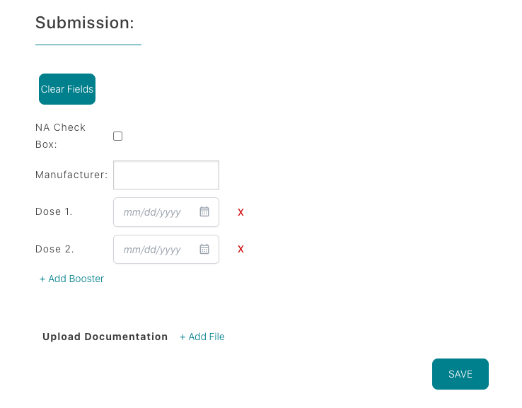 COVID-19 requirement submission view