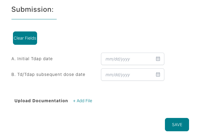 Tdap requirement submission view